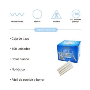 Tizas blancas x100, en caja
