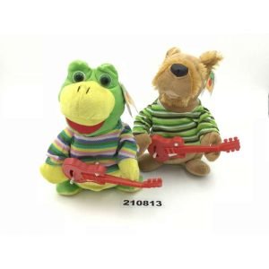 Peluche perro y rana con mecanismo movimiento y sonido