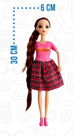 Muñeca ojos grandes con trenza 30cm