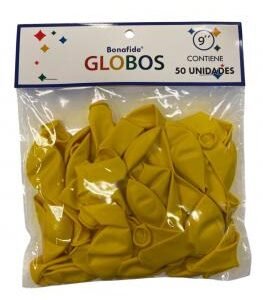 Globos 9'' Bonafide Amarillo bolsa x50