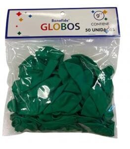 Globos 9'' Bonafide Verde bolsa x50