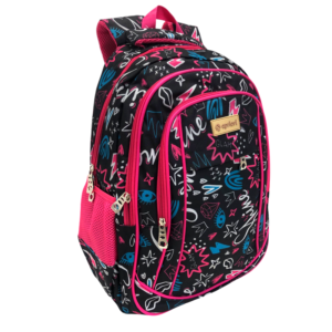 Mochila 4 Cierres Shine Fondo Negro Apriori