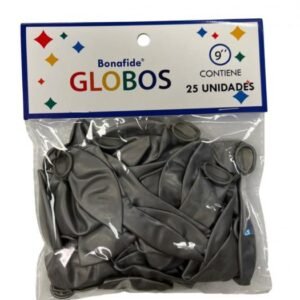 Globos 9 Met Plata Bonafide x25 Bolsa