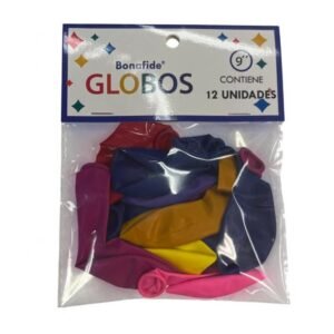 Globos 9" Colores Surtidos 12 Unidades