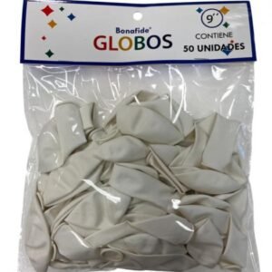 Globos 9 Blanco Bonafide x 50unid Bolsa